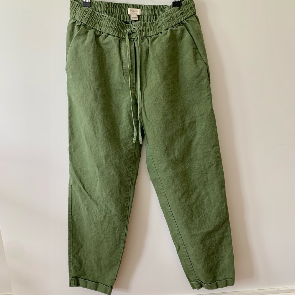 J. Crew Women’s Linen Blend Green Drawstring Pants